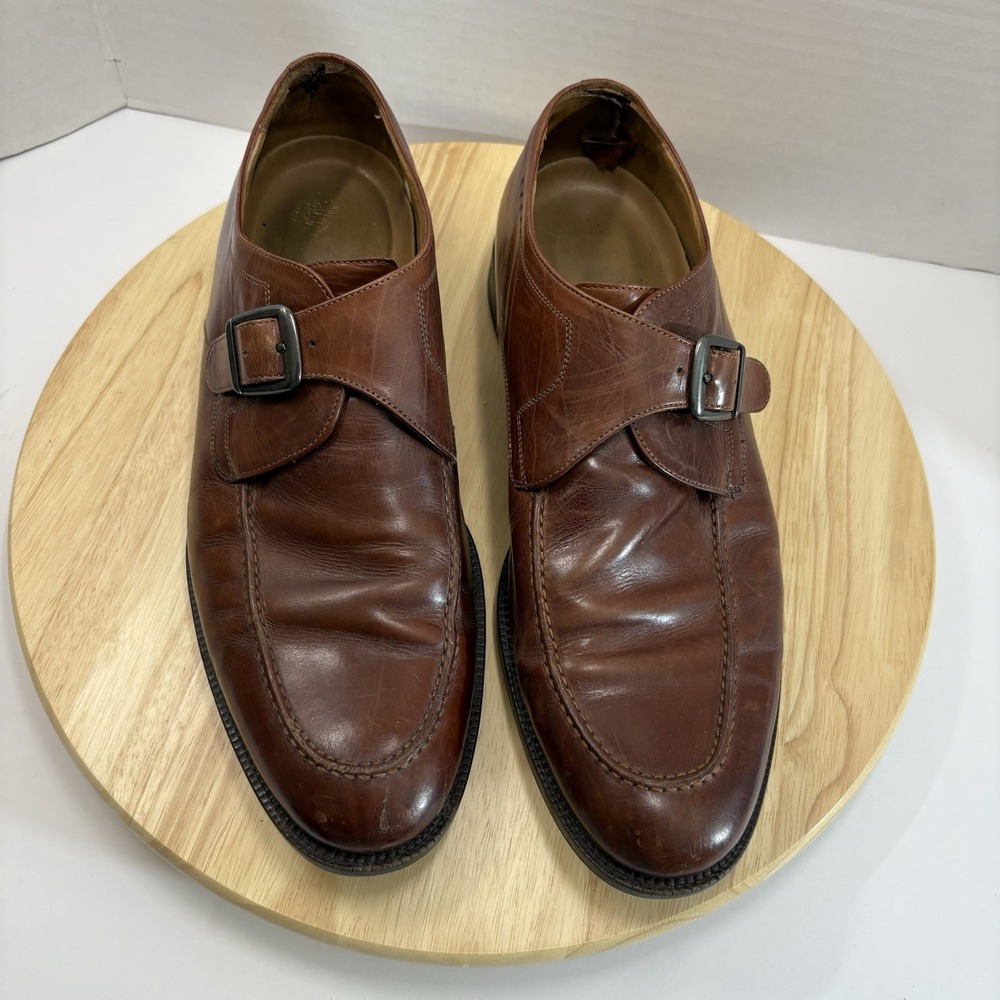 Johnston & Murphy Signature Series Brown Leather Monk Strap Shoes Mens 10M 11150
